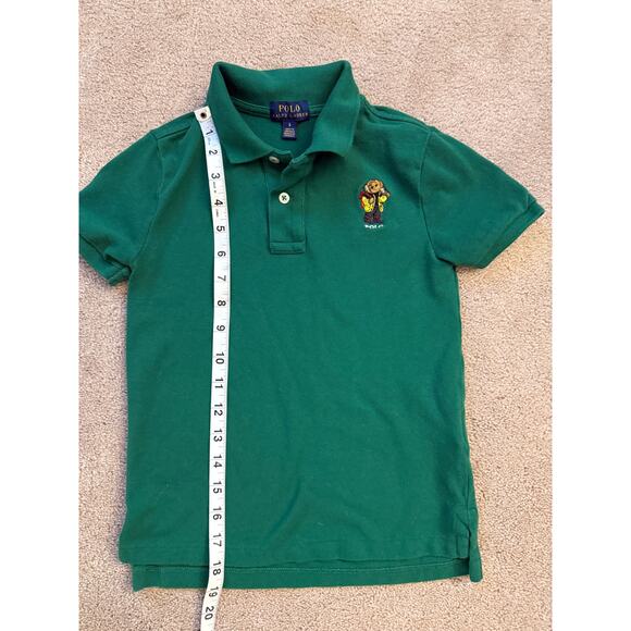 Polo Ralph Lauren Boys Polo Shirt Size 6 Green Hiking Bear Backpack Embroidered - Picture 7 of 10